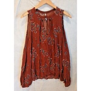 Free People Maroon Tree Swing Tunic Dress or Top Keyhole Boho XS festival layer